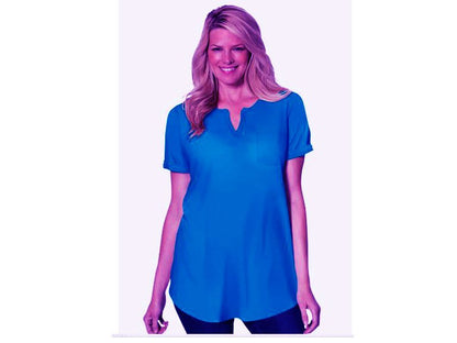 Royal Blue Notch Neck Short Sleeve T-Shirt PSW-4883