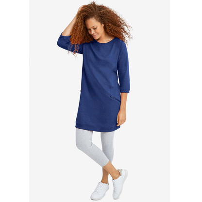 Royal Cobalt French Terry Zip Pocket Tunic PSW-7676