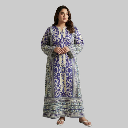 Royal Azure Silk Crepe Kaftan PSW-10827