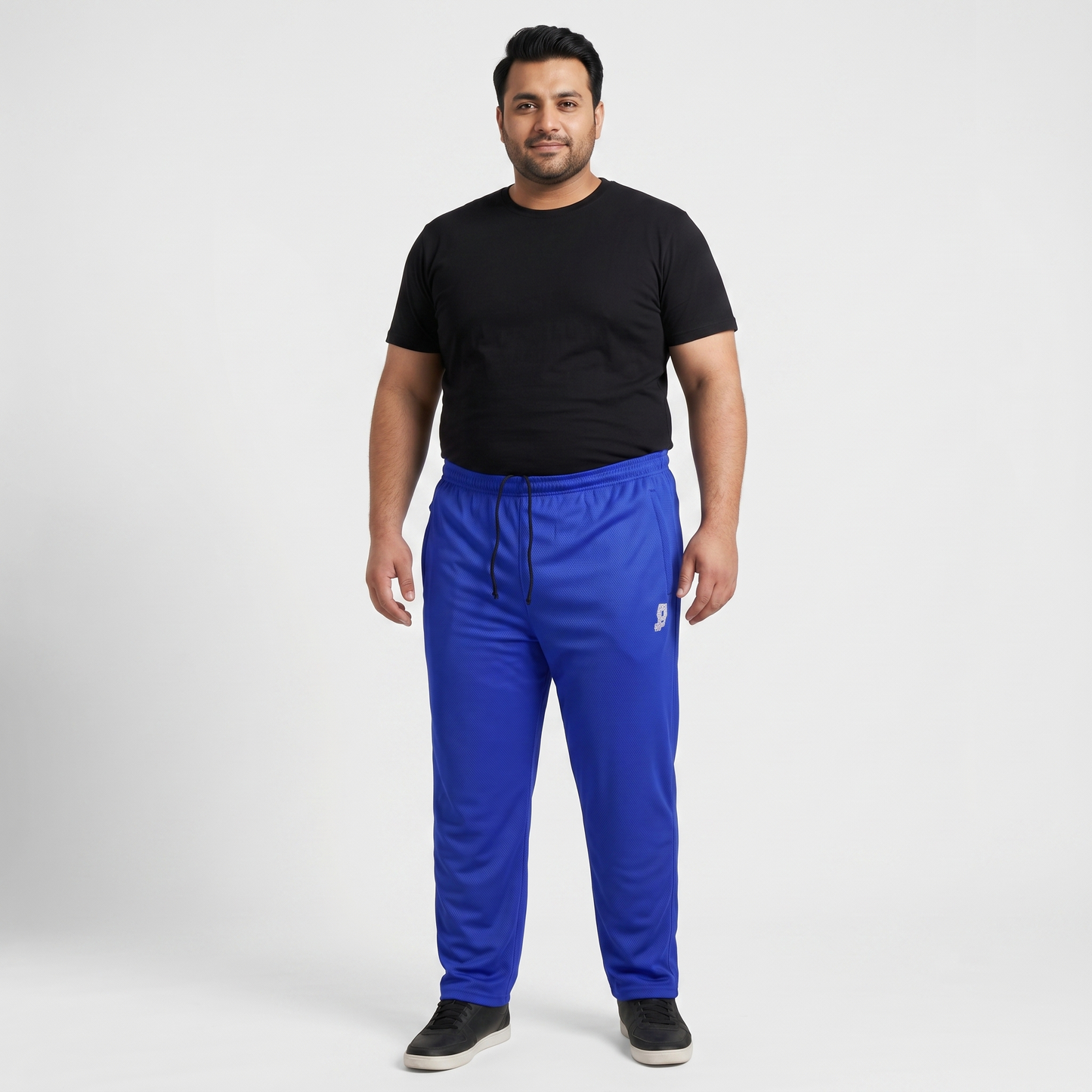 Royal Blue Mesh Polyester Plus Size Trouser PSM-7767