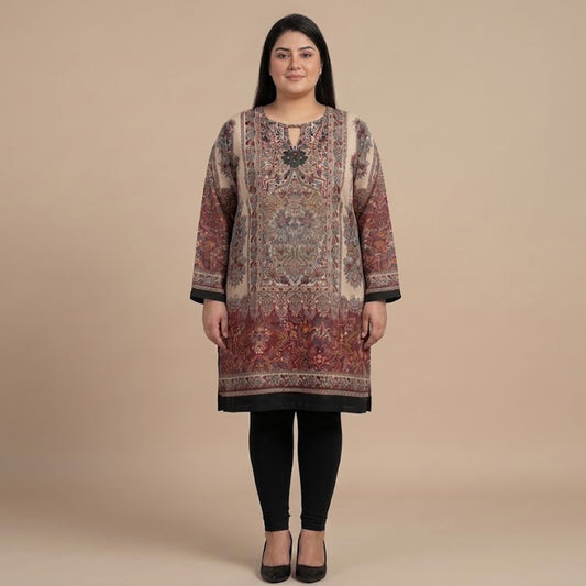 Royal Persian Printed Poly Lawn Co-Ord Set with Cotton Jersey Leggings