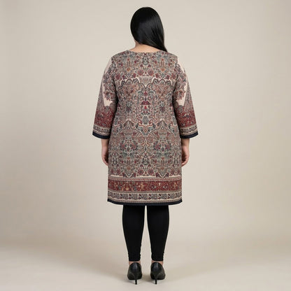 Royal Persian Printed Poly Lawn Co-Ord Set with Cotton Jersey Leggings