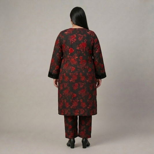 Ruby Twilight – Premium 3-Piece Sequin Patch Lawn Suit PSW-11254