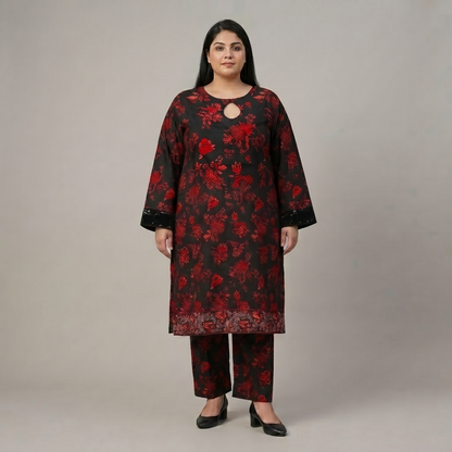 Ruby Twilight – Premium 3-Piece Sequin Patch Lawn Suit PSW-11254