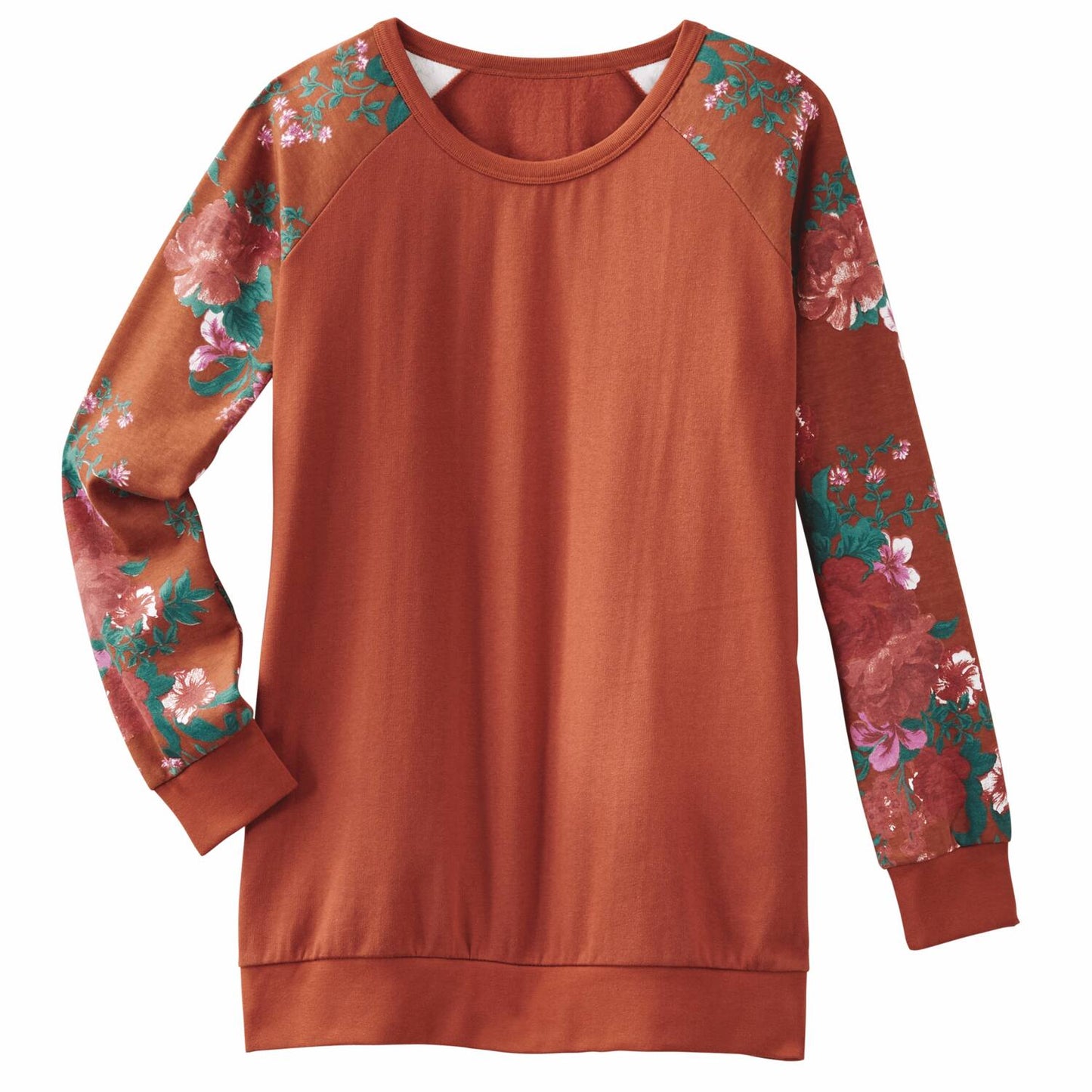 Rust Floral Plus Size Women Sweatshirt PSW-8743