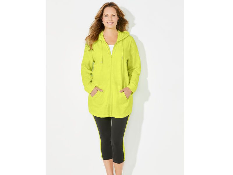 Safety Yellow Active Slub Zip-front Jersey Hoodie PSW-6822