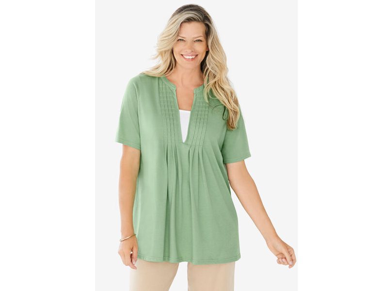 Sage Layer Look Elbow Sleeve T-Shirt PSW-6533