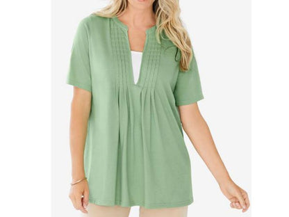 Sage Plus Size Women Layer Look Elbow Sleeve T-Shirt PSW-5506