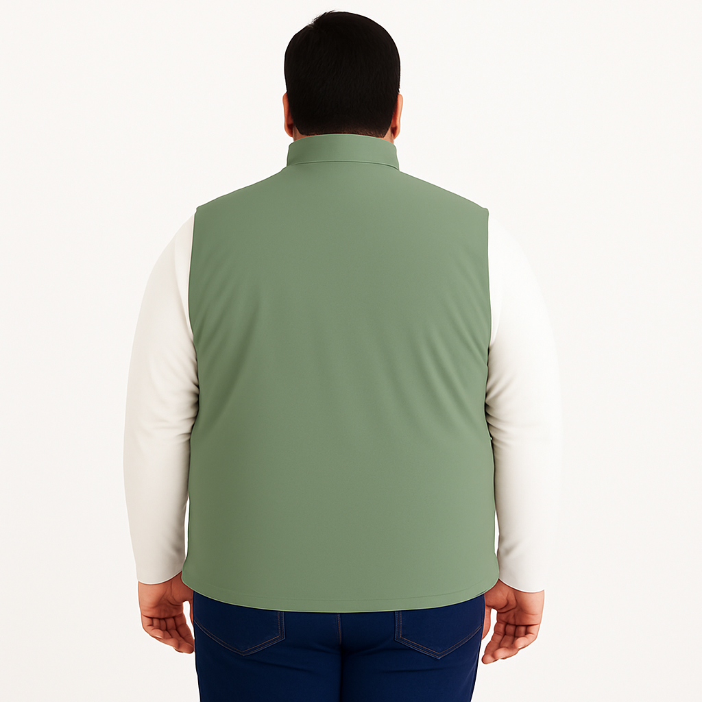 Sage Green Plus-Size Sleeveless Puffer Jacket PSM-10005