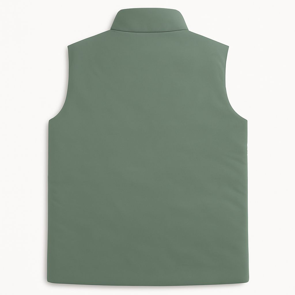 Sage Green Plus-Size Sleeveless Puffer Jacket PSM-10005
