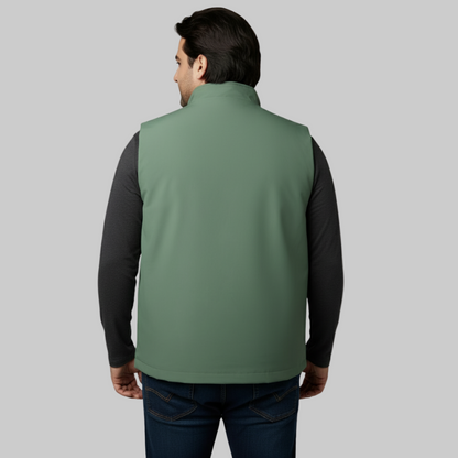 Sage Green Plus-Size Sleeveless Puffer Jacket PSM-10005