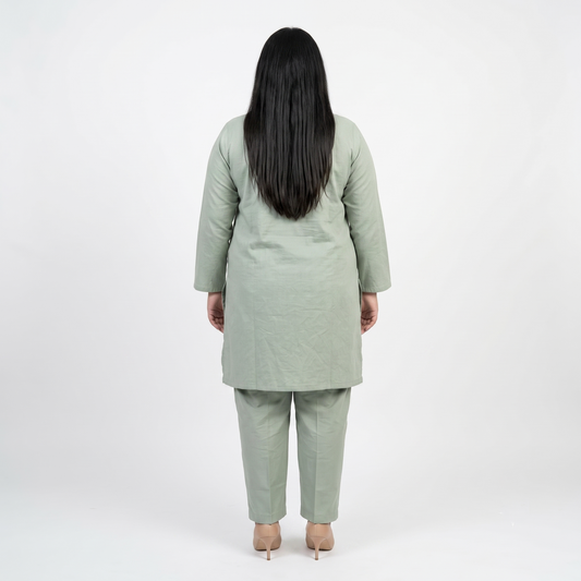 Sage Mist Textured Dobby Jacquard Co-Ord Set PSW-11415