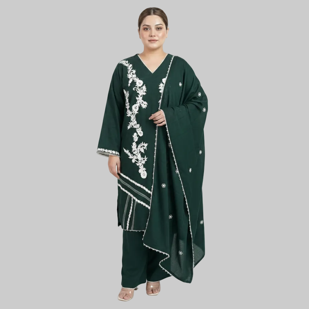 Sahar Dhanak Embroidered 3-Piece Suit PSW-10399