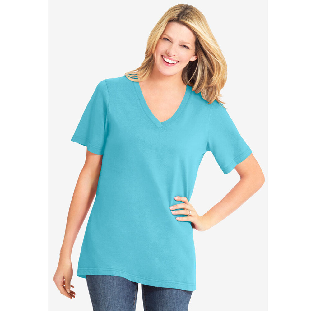 Seamist Blue Perfect Short-Sleeve V-Neck Tee PSW-8092