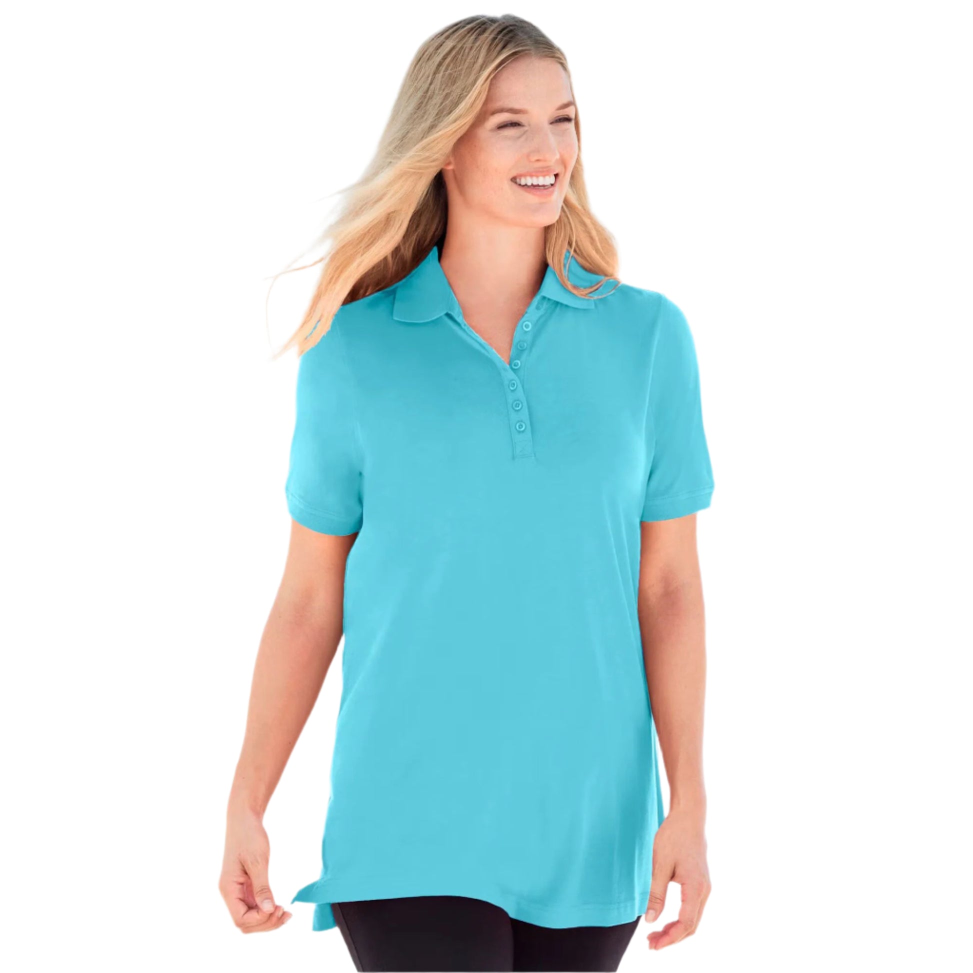 Seamist Blue short sleeve plus size polo t-shirt 