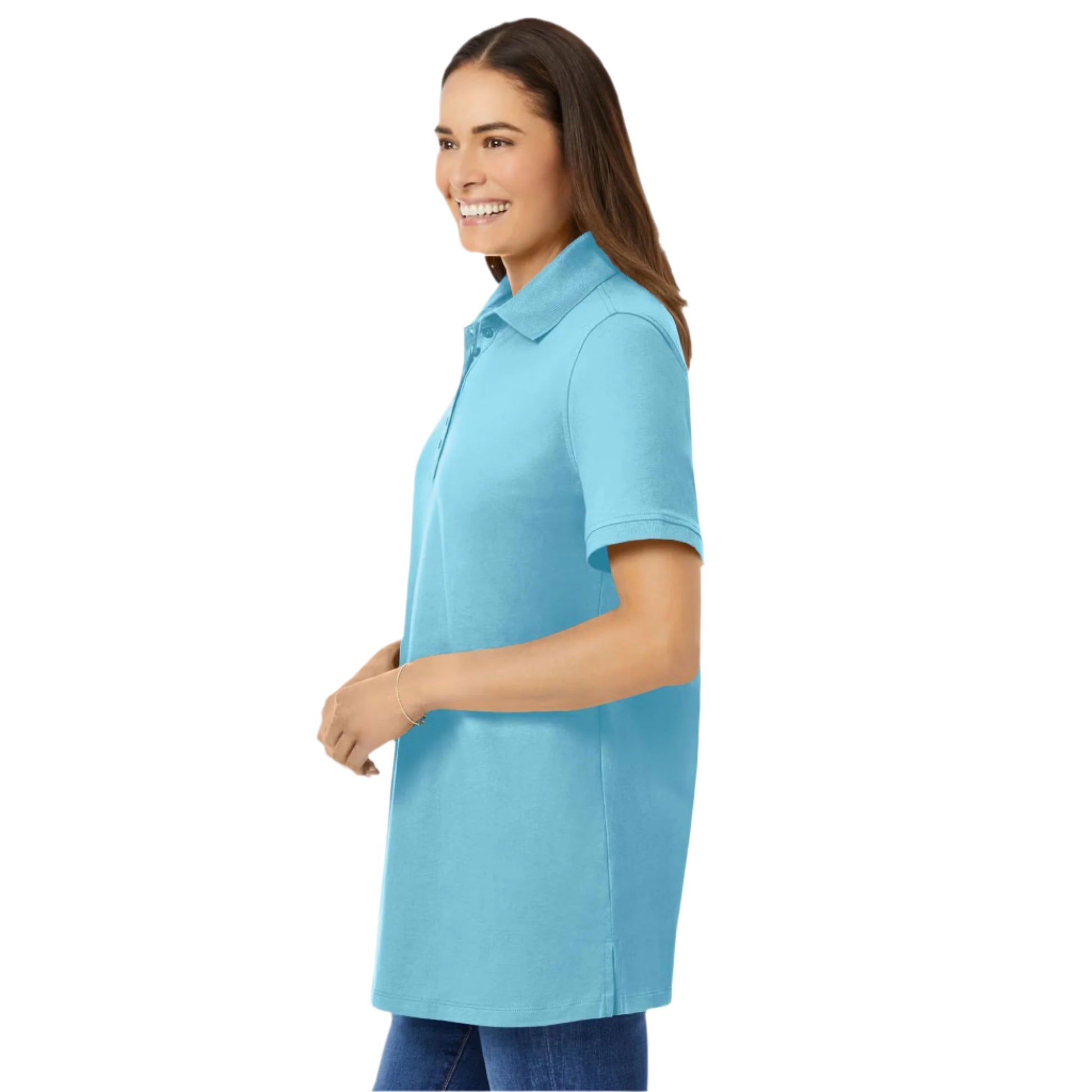 Seamist Blue short sleeve plus size polo t-shirt 