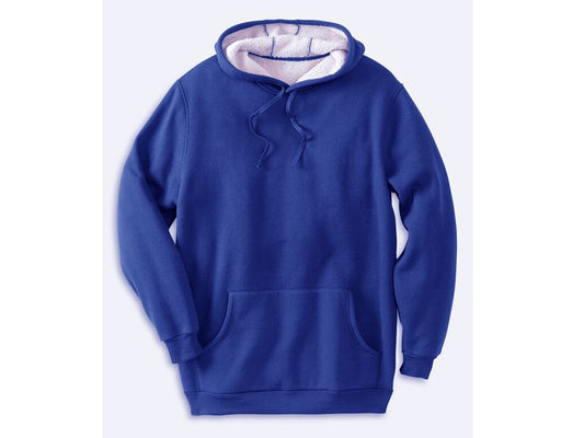 Blue Sherpa-Lined Thermal Waffle Pullover Hoodie PSM-7610