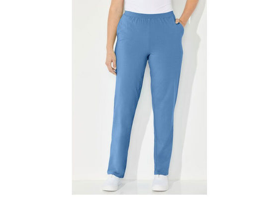 Blue Stretch Cotton Plus Size Women Pants PSW-5588