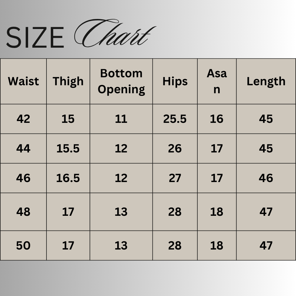 Size chart for Black Wide-Leg Denim Jeans PSM-11140