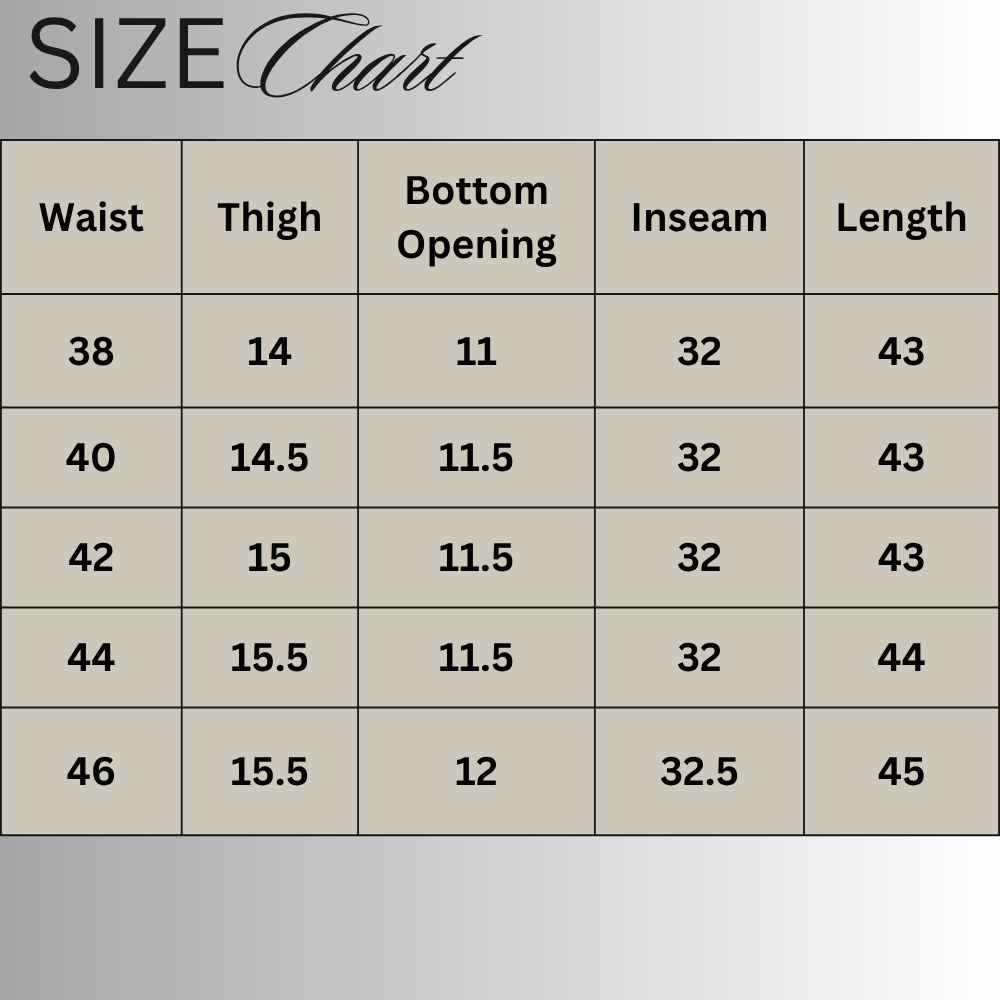 Size chart for Medium Grey Denim Wide Leg Fit Jeans PSW-11208