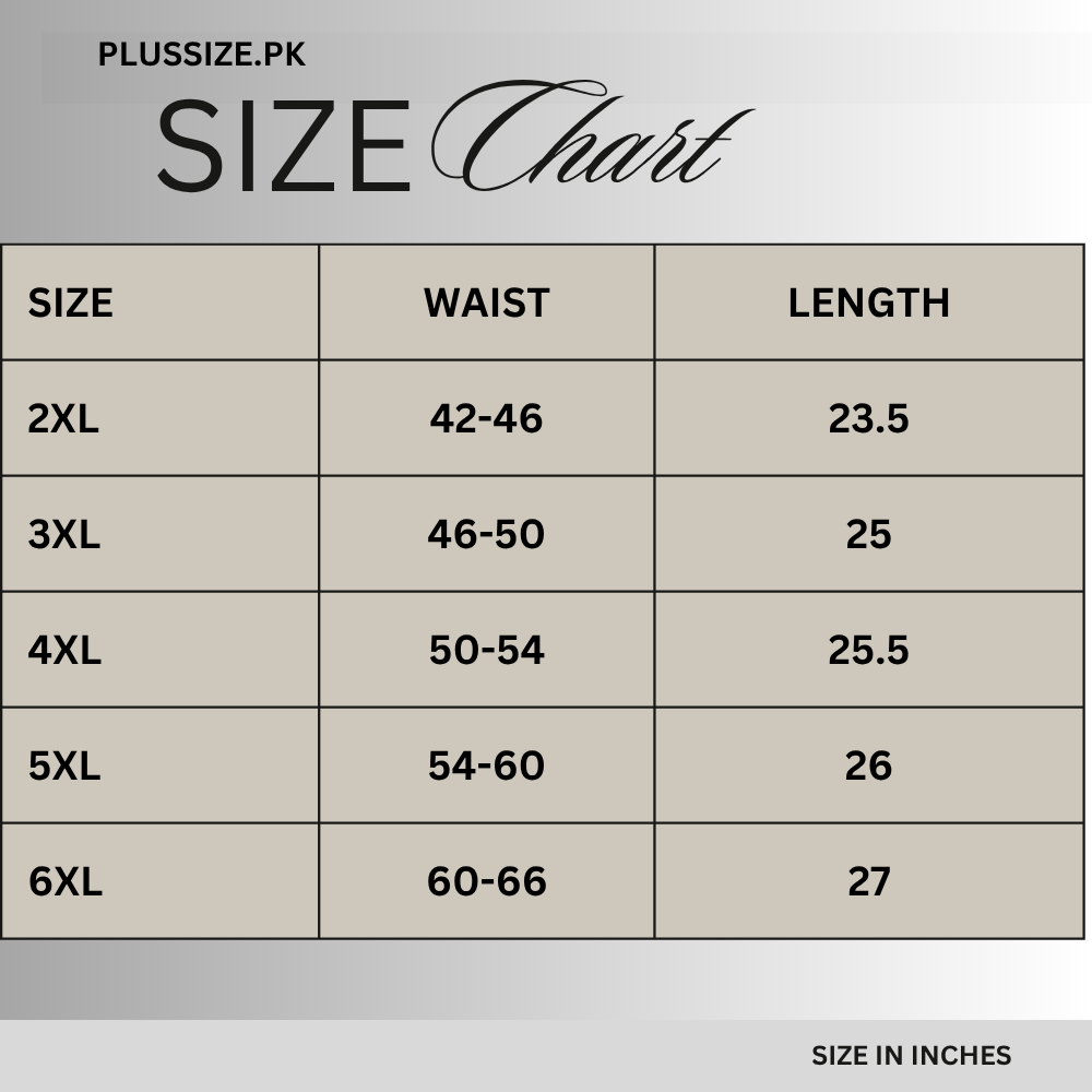 Size chart for Black Elastic Waist Jersey Shorts PSM-11212