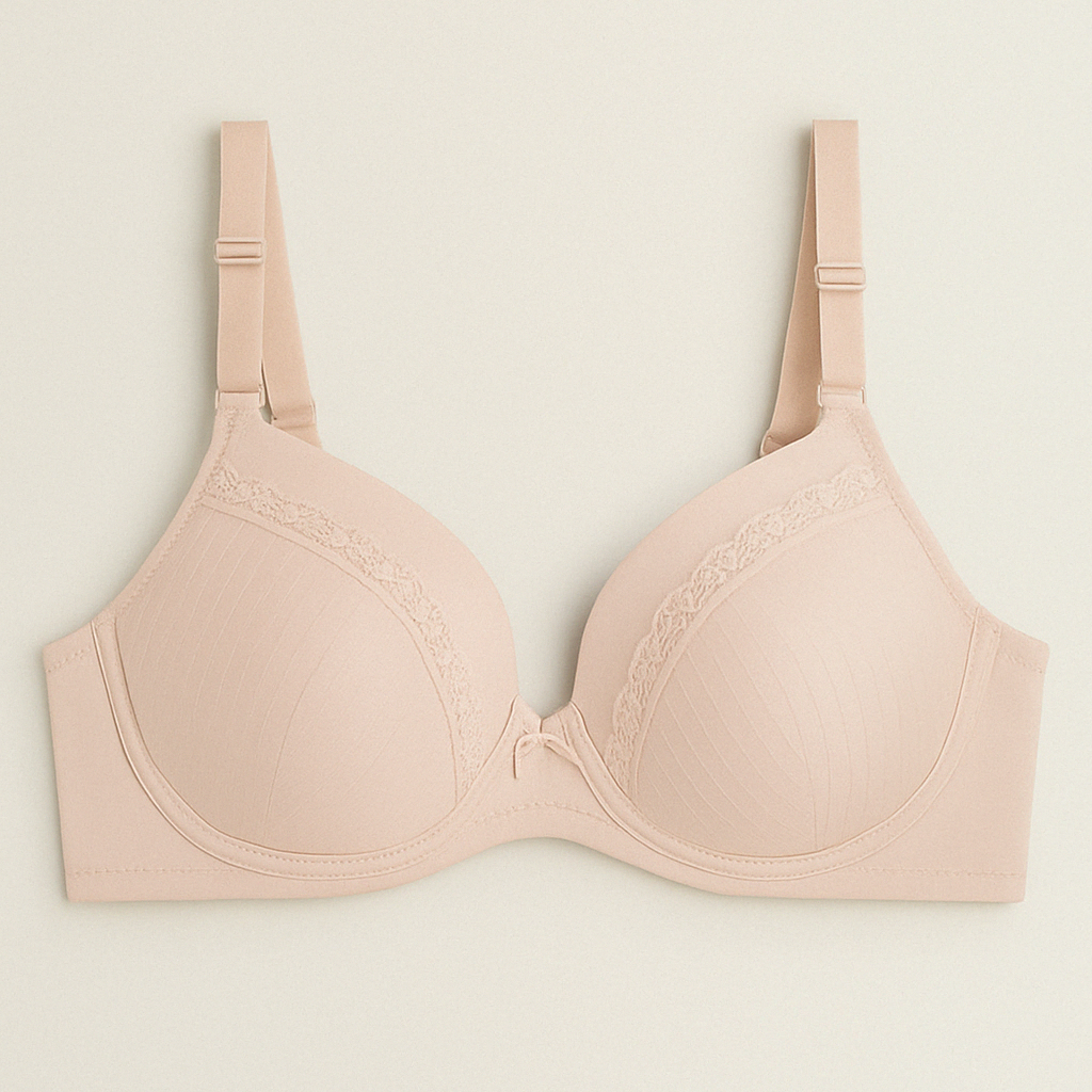 Skin Padded Plus Size Bra with Lace Detail PSW-9406