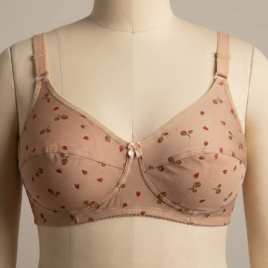 Skin Floral Mesh Print Plus Size Wireless Bra PSW-10821