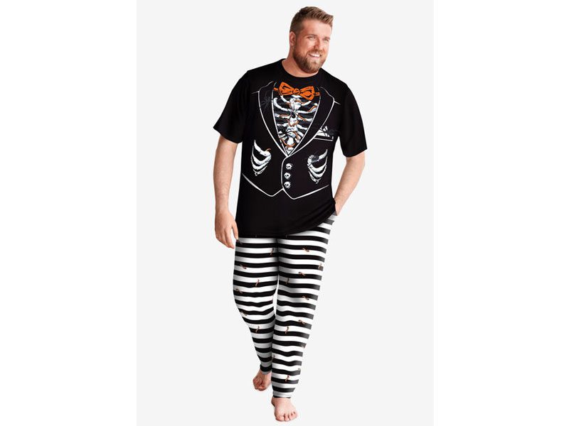 Skull Tuxedo Lightweight Jersey Big & Tall Size Pajama Set PSM-5749