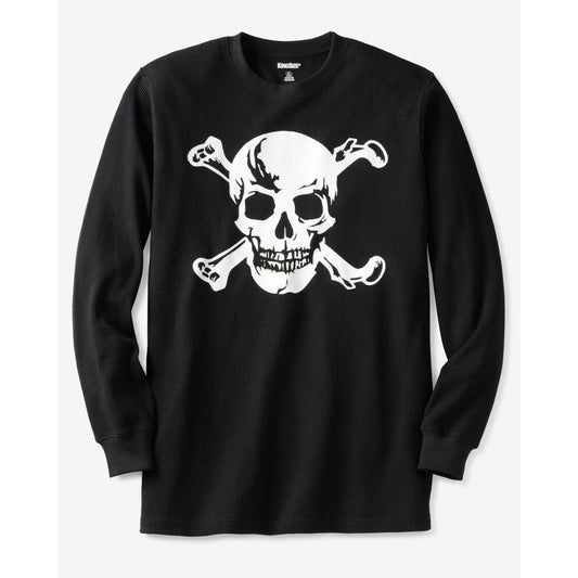 Skull Waffle-Knit Thermal Crewneck Tee PSM-8076