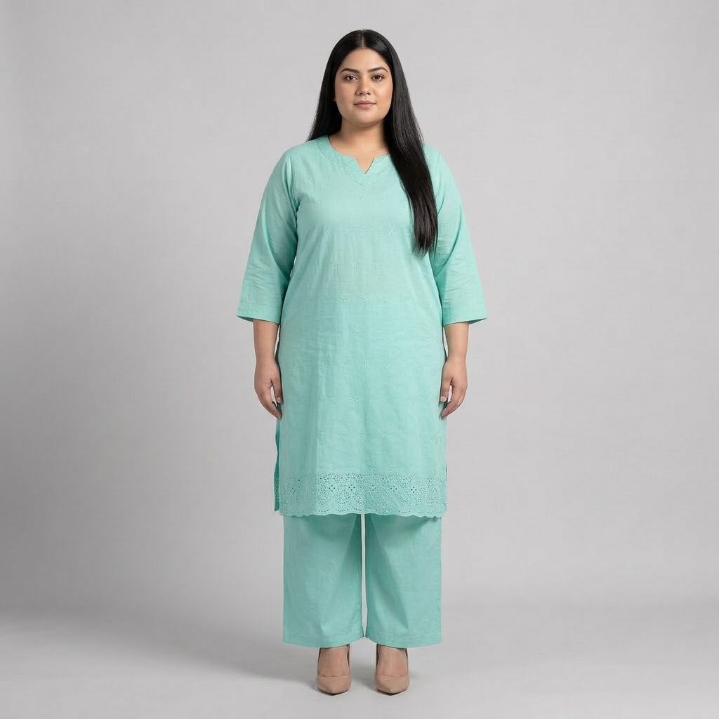 Sky Blue Chikankari Lawn Co-Ord Set