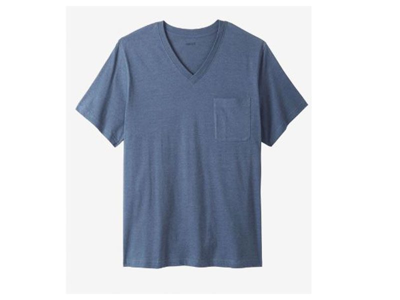 Slate Blue Big & Tall Pocket V Neck T-Shirt PSM-4389