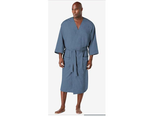 Slate Blue Big & Tall Size Cotton Jersey Robe PSM-5571