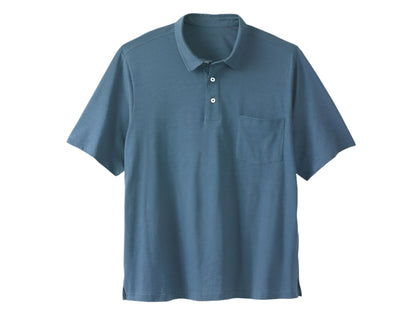 Slate blue big and tall jersey polo shirt with short sleeves and relaxed fit

