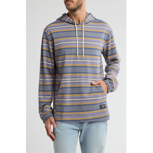 Slate Blue Stripe Terry Pull Over Hoodie PSM-8887