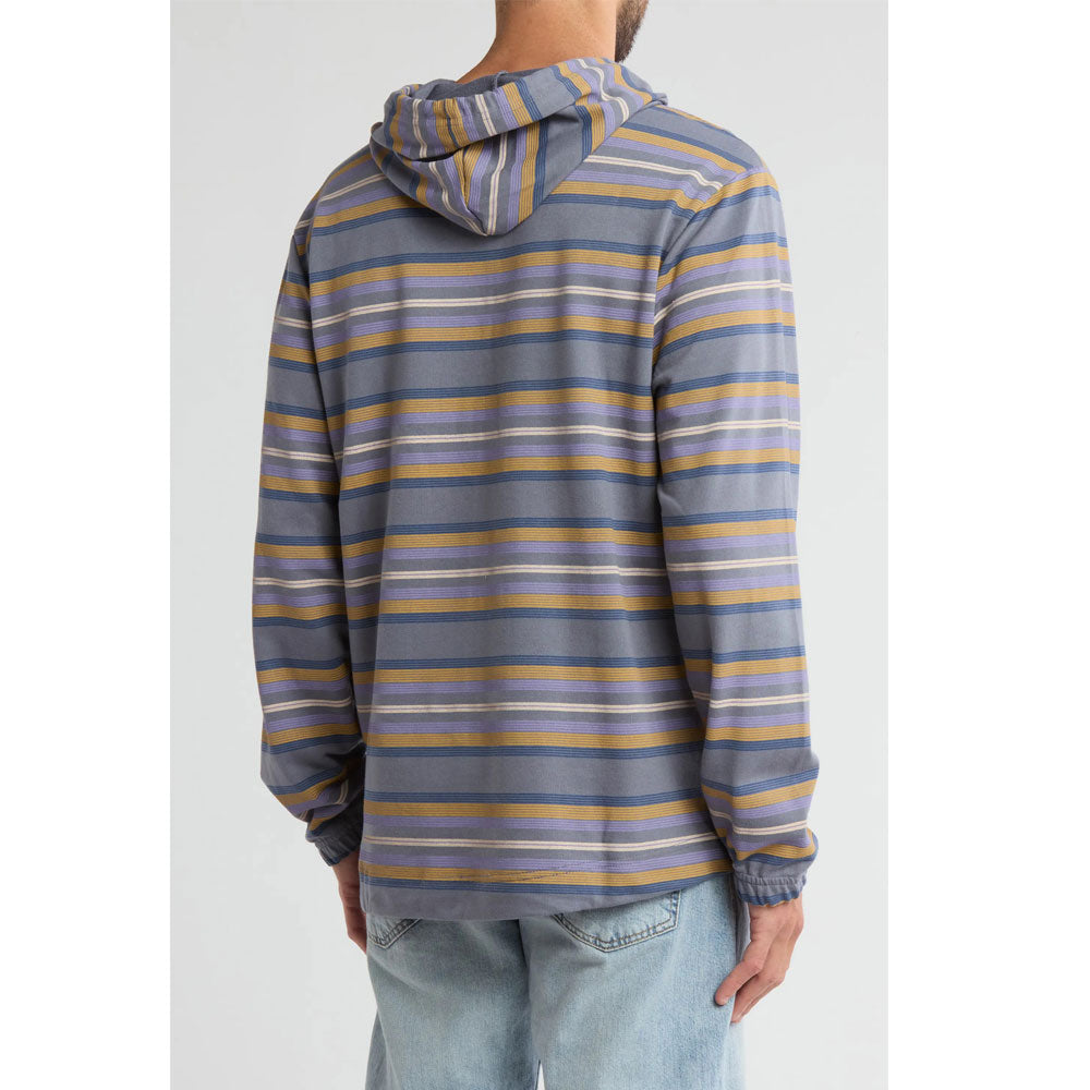 Slate Blue Stripe Terry Pull Over Hoodie PSM-8887