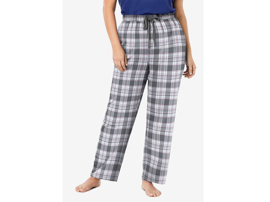 Slate Plaid Check Cotton Plus Size Women Flannel Pants PSW-7529