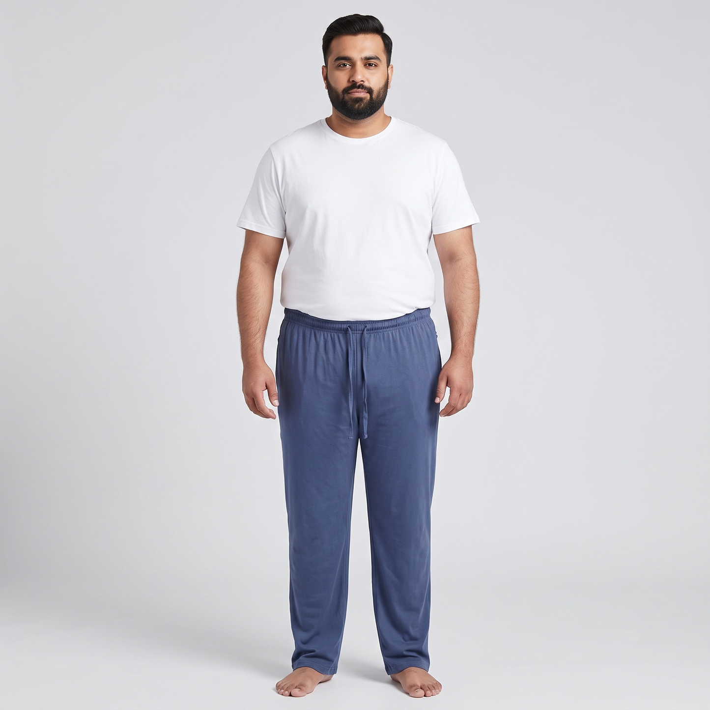 SlateBlue UrbanEase Plus Jersey Trousers With Zip Pockets PSM-8082