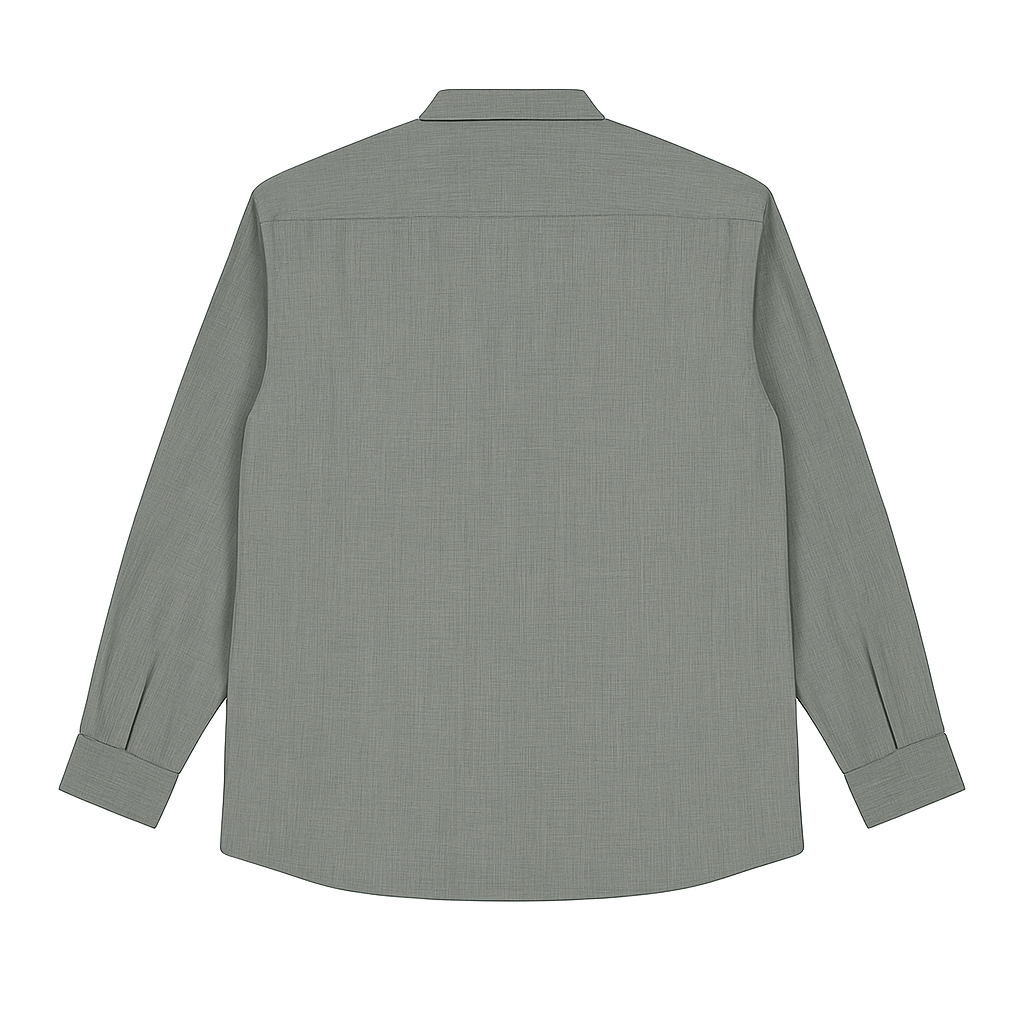 Plus-size Pakistani man wearing slate grey textured formal shirt