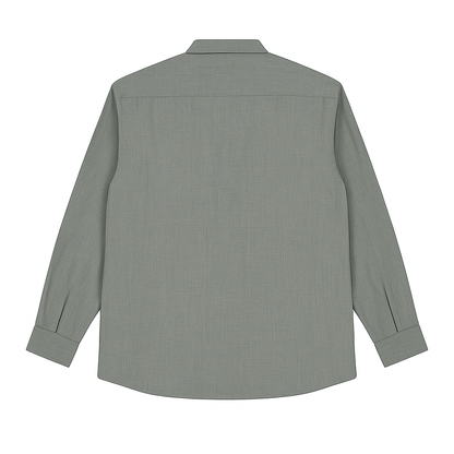 Plus-size Pakistani man wearing slate grey textured formal shirt
