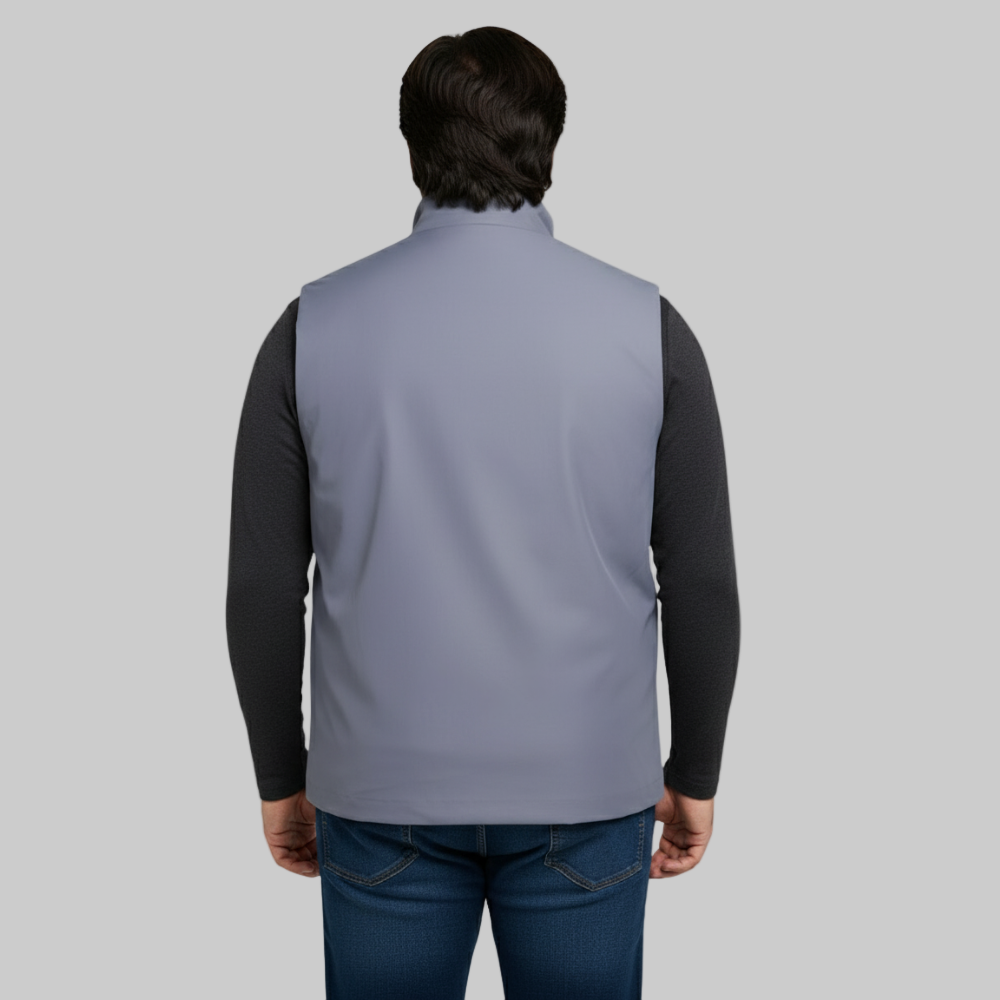 Slate Blue Plus-Size Sleeveless Puffer Jacket PSM-10000