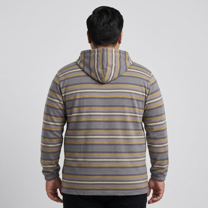 Slate Blue Stripe Terry Pull Over Hoodie PSM-8887