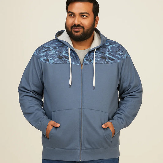 Slate Blue Terry Big & Tall Size Snow Lodge Hoodie PSM-5181