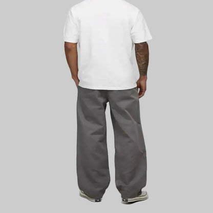 Men’s slate grey wide-leg pants with relaxed fit and clean design