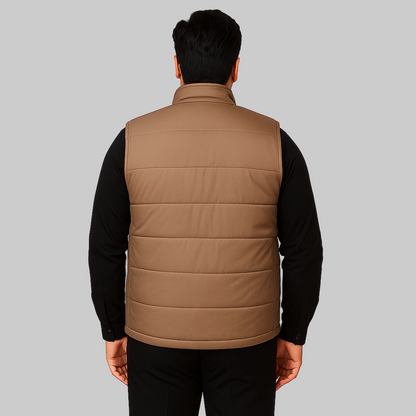 Sleek Taupe Plus-Size Puffer Jacket PSM-8646