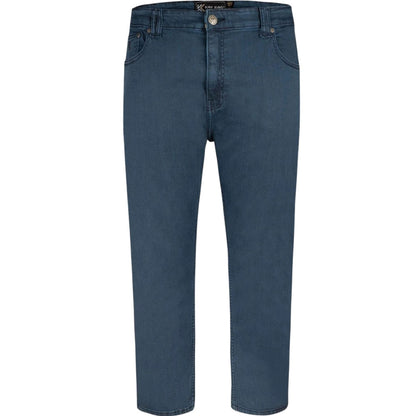 Smokey blue embossed regular fit jeans with classic 5-pocket design.