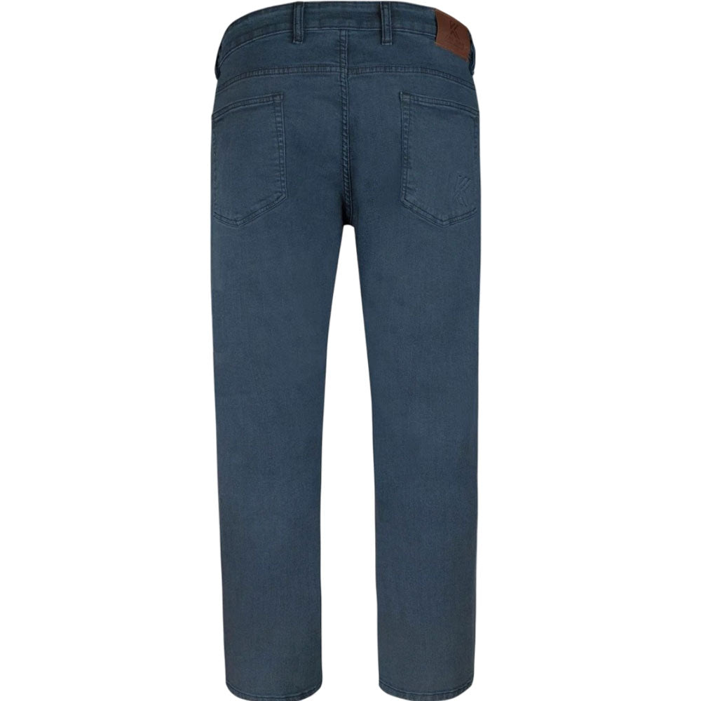 Smokey blue embossed regular fit jeans with classic 5-pocket design.