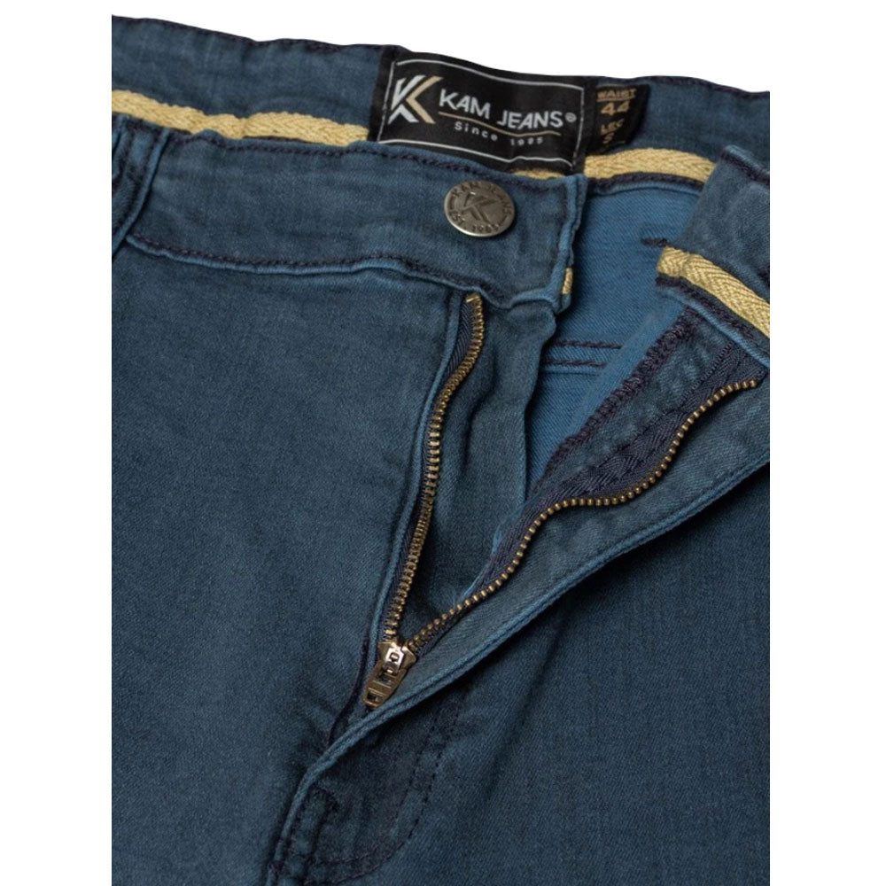 Smokey blue embossed regular fit jeans with classic 5-pocket design.