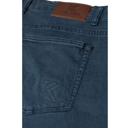 Smokey blue embossed regular fit jeans with classic 5-pocket design.