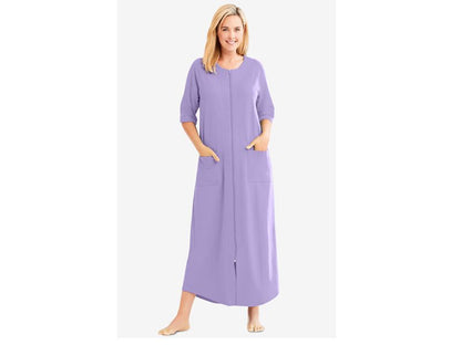 Random Color Long French Terry Zip-Front Robe PSW-6405