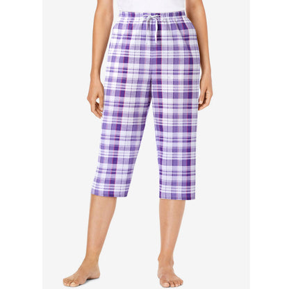 Soft Iris Plaid Woven Sleep Capri Pant PSW-8189